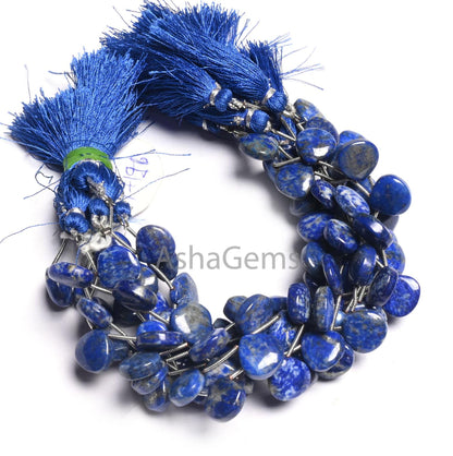 Beautiful Blue lapis Lazuli Smooth Heart Shape Beads, Natural Lapis Plain handmade Heart Side Drill Gemstone lapis Bead Jewelry making Craft