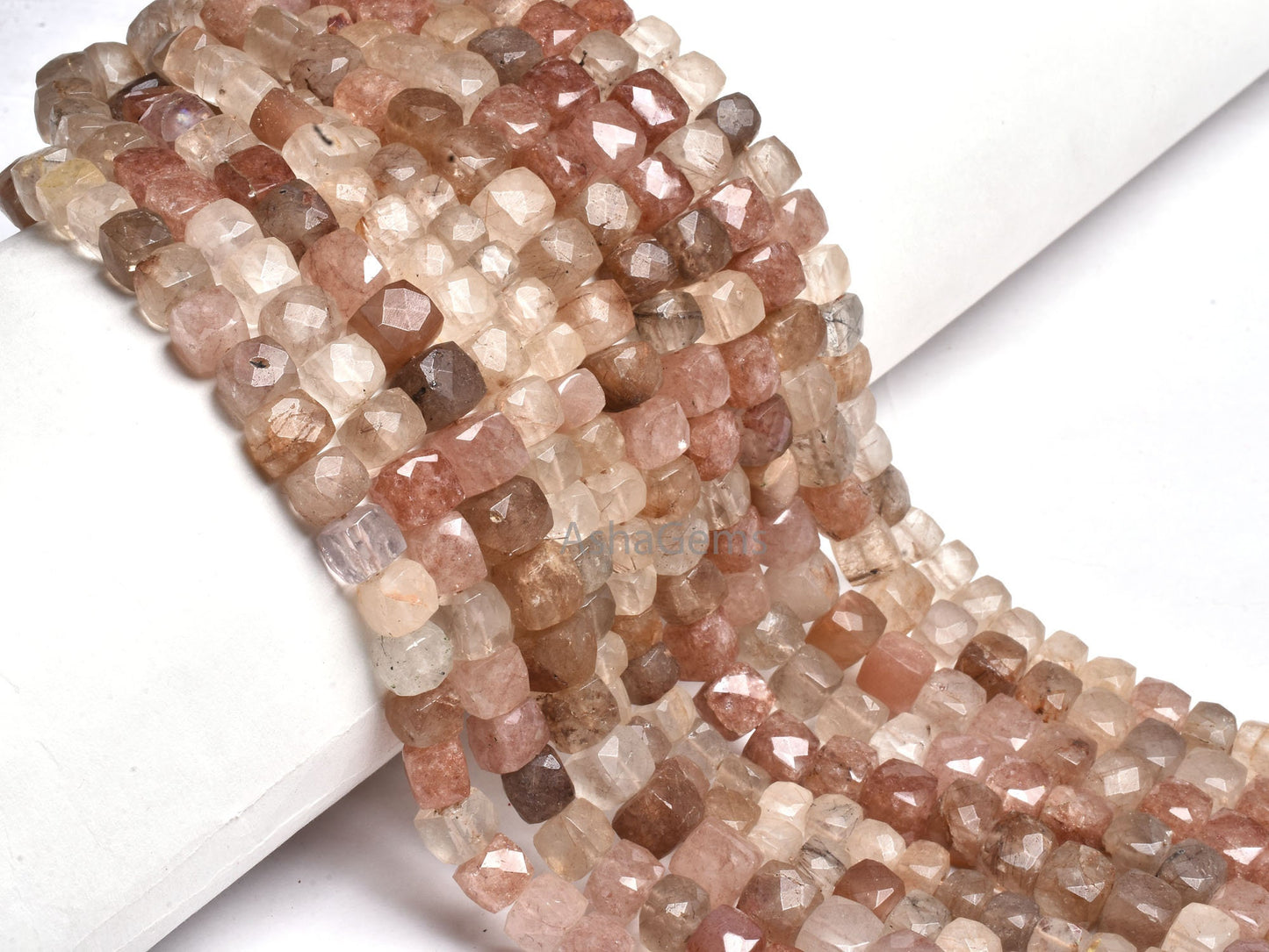 Natural Rutile faceted Box shape gemstone beads,8" Strand Multi Rutile Beads, golden Rutile Copper rutile 3D Cube box beads For Jewelry SALE