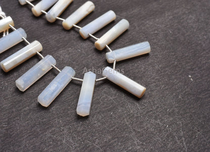 Blue lace Agate Long Pipe Shape Faceted Beads,5-20 mm Natural Blue Lace Agate Fancy Tube Side Drill Gemstone Beads Jewelry Making Craft SALE