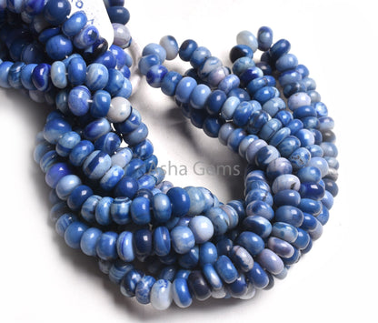 Beautiful Indigo Blue Opal Smooth Rondelle Beads,16" Strand Shaded Blue Opal Plain Handmade Gemstone Beads, Fine Opal Beads Jewelry Makings