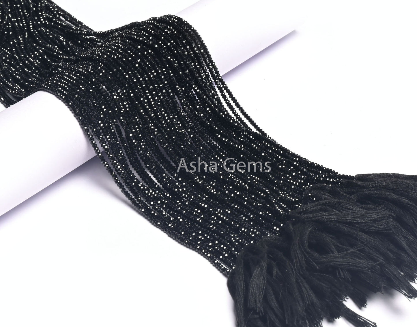 AAA+ Quality Black Spinal Micro faceted Machine Cut Flat Rondelle Beads,2.2x1.1 mm Natural Black Spinel Diamond Cut Beads, Spinel Beads SALE