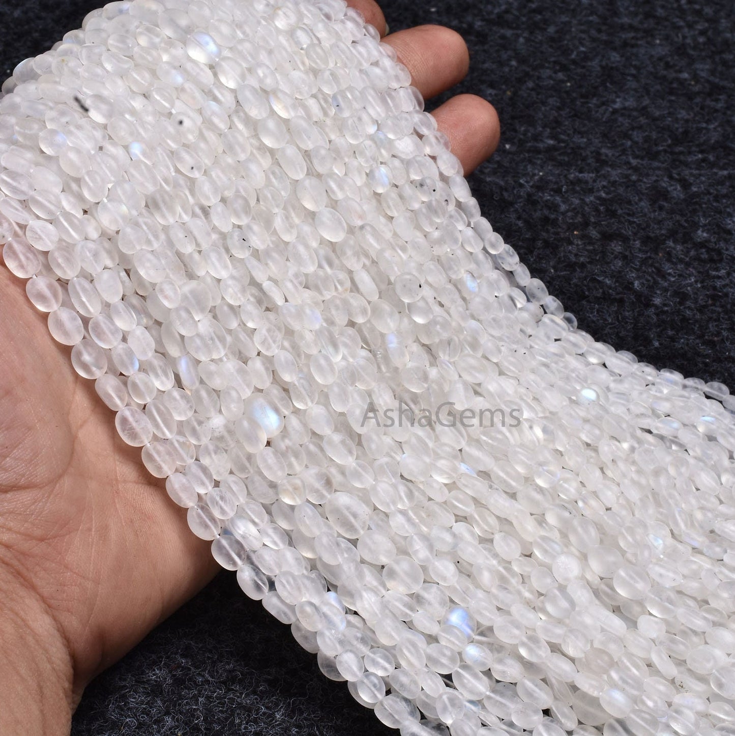 Blue Fire Rainbow Moonstone Smooth Mat Finish Oval Beads,13"Strand Natural White rainbow Moonstone handmade Uneven Oval Beads Jewelry Making (AG 6568 )