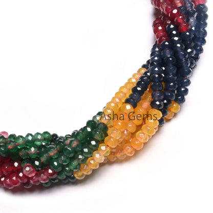 Beautiful Multi Color Jade Quartz faceted Rondelle Beads,4.5mm Fine Shaded Jade machine cut Gemstone Bead,14"Strnd Jewelry Making Craft SALE