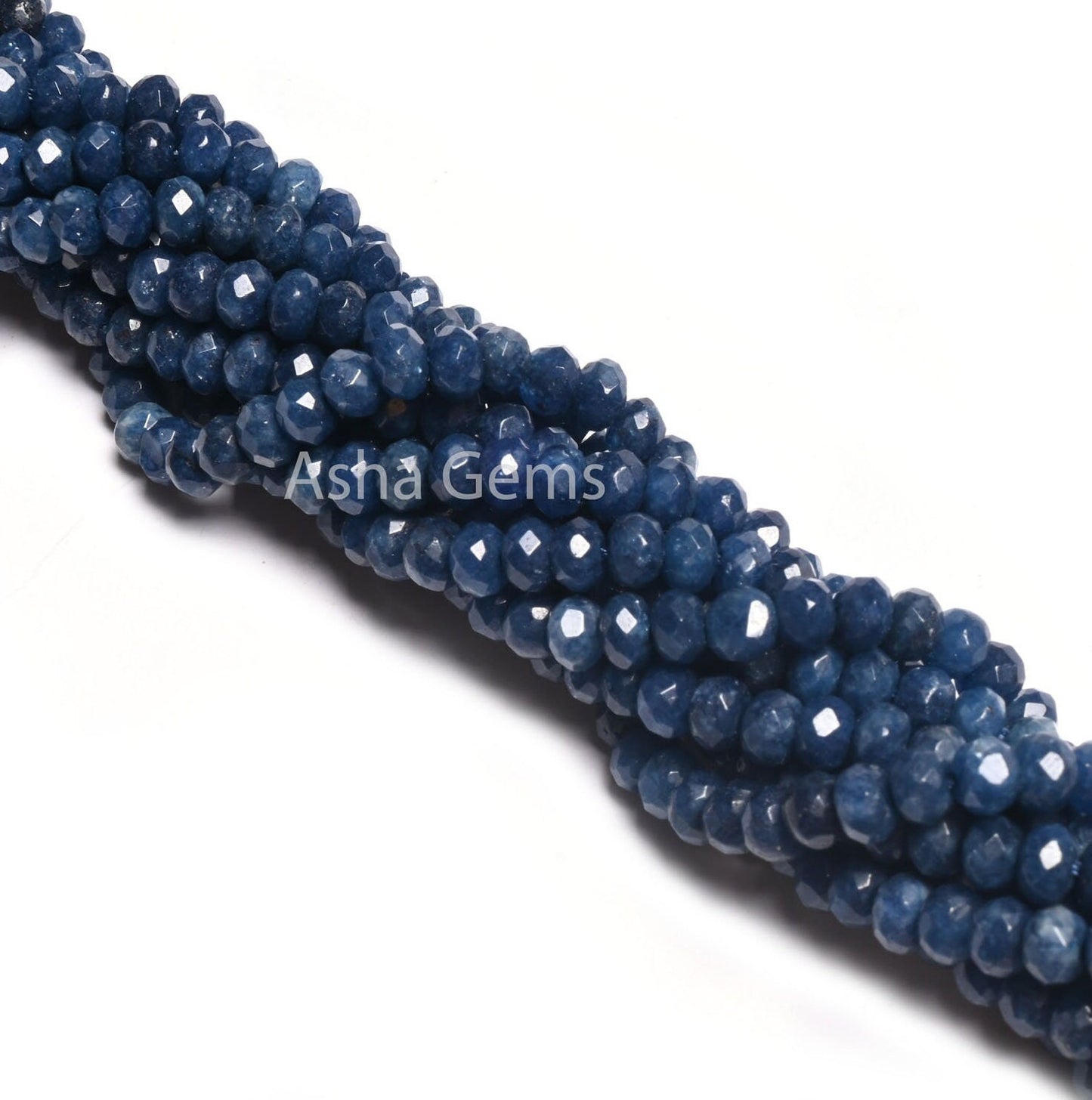 4.5 mm Fine Blue Jade Quartz faceted Rondelle Shape Beads, Blue Sapphire Color Jade Quartz machine cut Gemstone Beads Jewelry makings Crafts