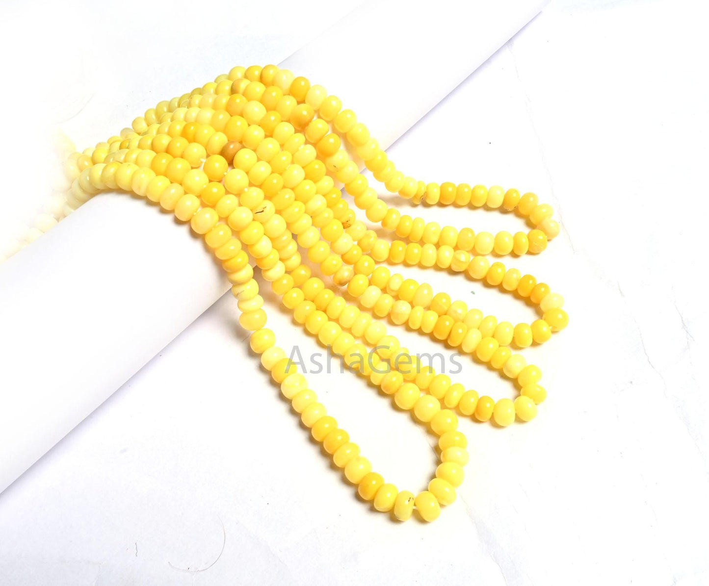 Fine Yellow Opal Smooth Rondelle Shape Beads, Yellow Opal Plain Handmade Gemstone Loose Bead, Opal Beads Necklace making Jewelry Crafts SALE
