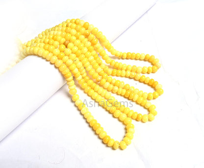 Fine Yellow Opal Smooth Rondelle Shape Beads, Yellow Opal Plain Handmade Gemstone Loose Bead, Opal Beads Necklace making Jewelry Crafts SALE