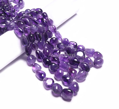 Purple African Amethyst Smooth Nugget Shape Beads, Natural Amethyst Handmade Tumble Gemstone Loose Beads, Amethyst Necklace Jewelry makings (AG 22302)