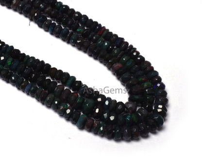 AAA Multi Blue Ethiopian Opal Faceted Rondelle shape Beads, Natural Flashy Welo Fire Ethiopian Opal Gemstone Bead Opal Indian Cut Beads SALE
