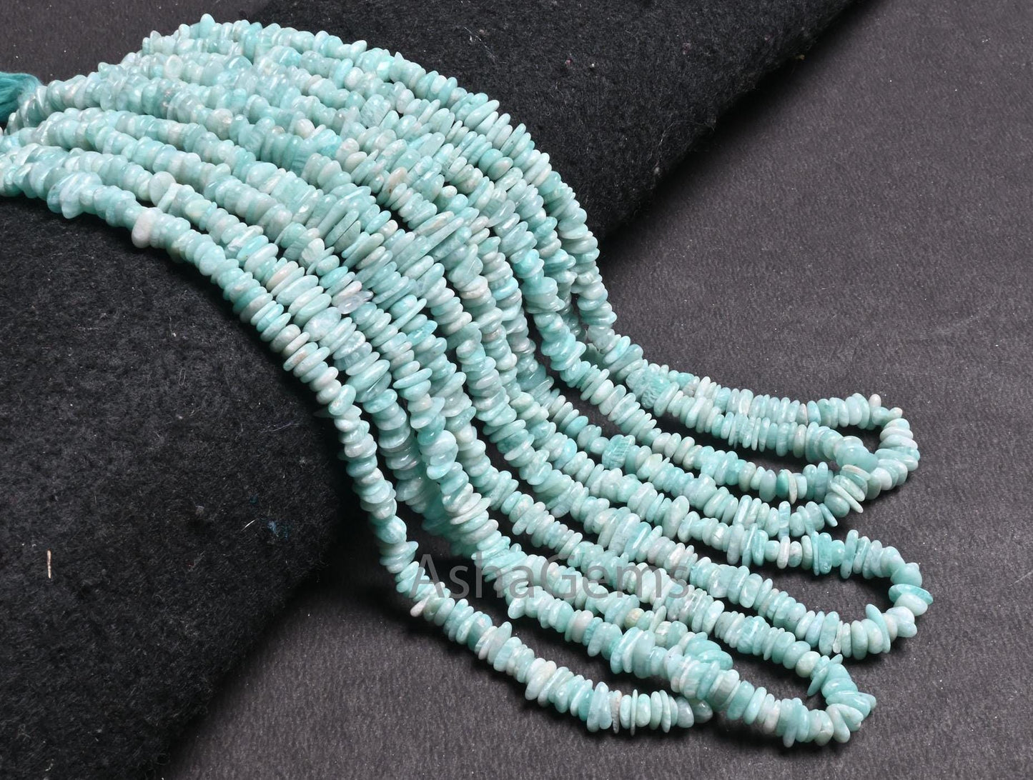 Natural Blue Amazonite Uncut Chip Beads Strand, Amazonite Smooth Raw Rough Flat Slice Gemstone Beads For Jewelry & Crafts (AG 22373)