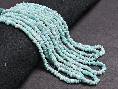 Natural Blue Amazonite Uncut Chip Beads Strand, Amazonite Smooth Raw Rough Flat Slice Gemstone Beads For Jewelry & Crafts (AG 22373)