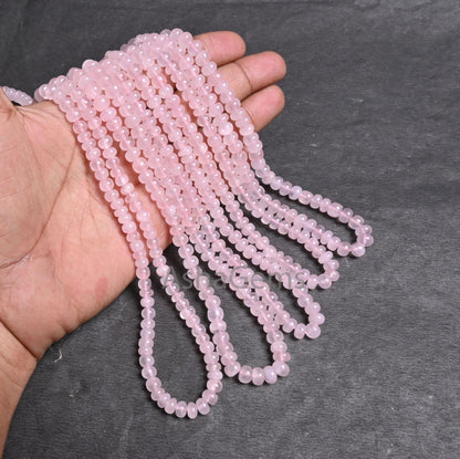 Natural Pink Rose Quartz Smooth Rondelle Shape Gemstone Beads,8/16" Rose Quartz Plain handmade Pink Quartz Beads Necklace Jewelry Craft SALE