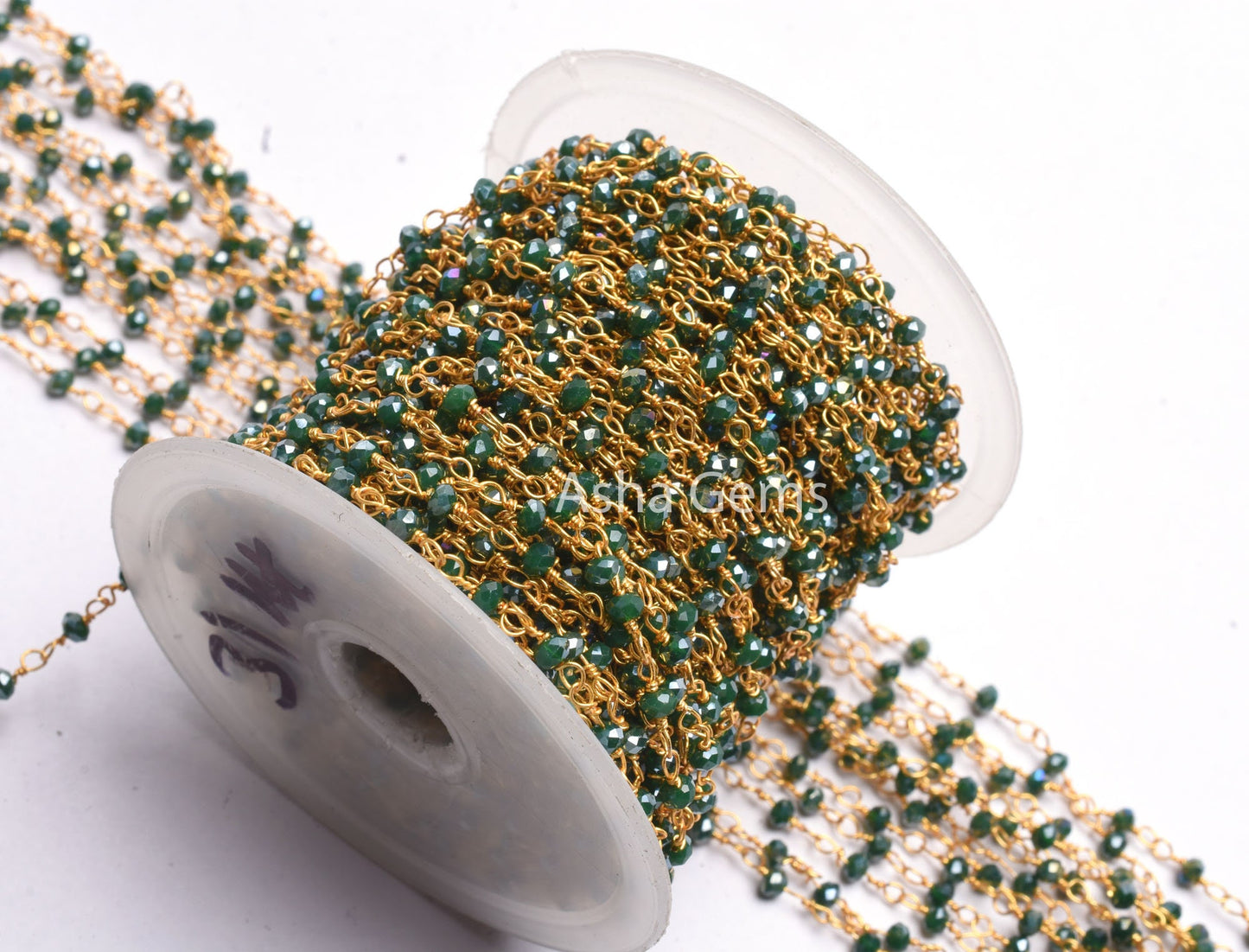 3,10,50 Feet Green Hydro Coated Beads Rosary Chain, Gold Plated Wire Wrap 3mm Micro Cut Rondelle Beaded Chain Jewelry Making handicraft SALE