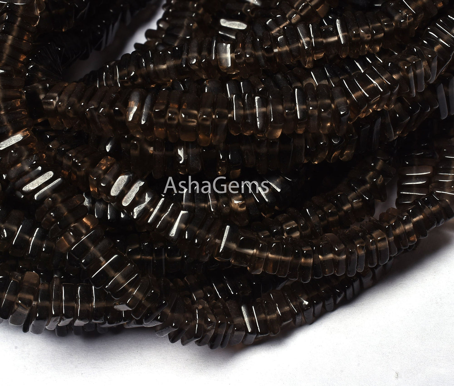 Beautiful Smoky Quartz Heishi Square Shape Gemstone Beads, Natural Smoky Flat Smooth Beads Smoky Loose Beads Handmade Jewelry Making Crafts