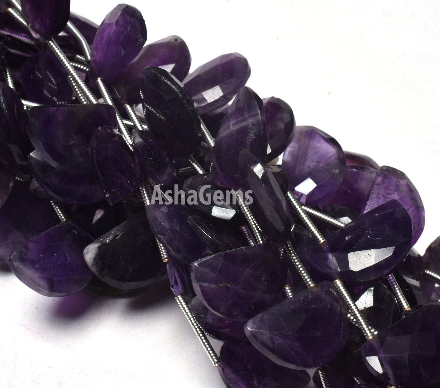 beautiful Purple Amethyst Faceted Fancy Shape Beads,8" Strand African Amethyst Fancy D Shape Bead Gemstone Amethyst Briolette Beads Jewelry