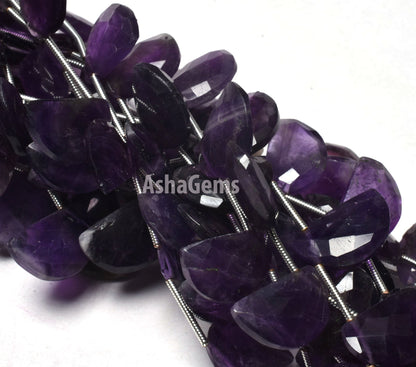 beautiful Purple Amethyst Faceted Fancy Shape Beads,8" Strand African Amethyst Fancy D Shape Bead Gemstone Amethyst Briolette Beads Jewelry