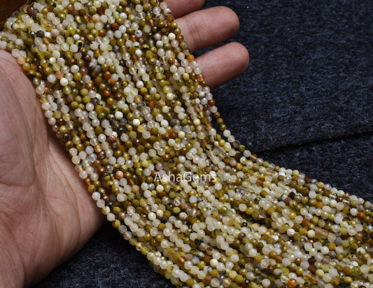 Beautiful Multi Yellow Green Opal Faceted Rondelle Gemstone Beads,3 mm Opal Micro Faceted Beads, Multi Opal Machine Cut Beads Jewelry Crafts