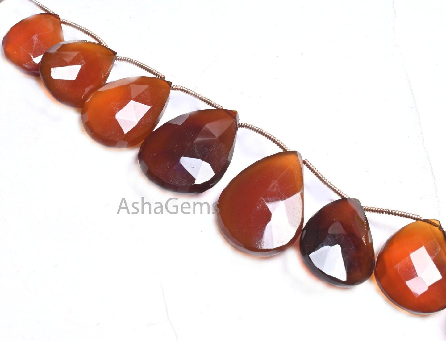 Beautiful Honey Brown Chalcedony Faceted Pear Beads, Fine Shaded Brown Chalcedony Teardrop Briolette Side Drill Gemstone Beads Jewelry SALE ((AG 18665))
