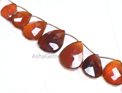Beautiful Honey Brown Chalcedony Faceted Pear Beads, Fine Shaded Brown Chalcedony Teardrop Briolette Side Drill Gemstone Beads Jewelry SALE ((AG 18665))