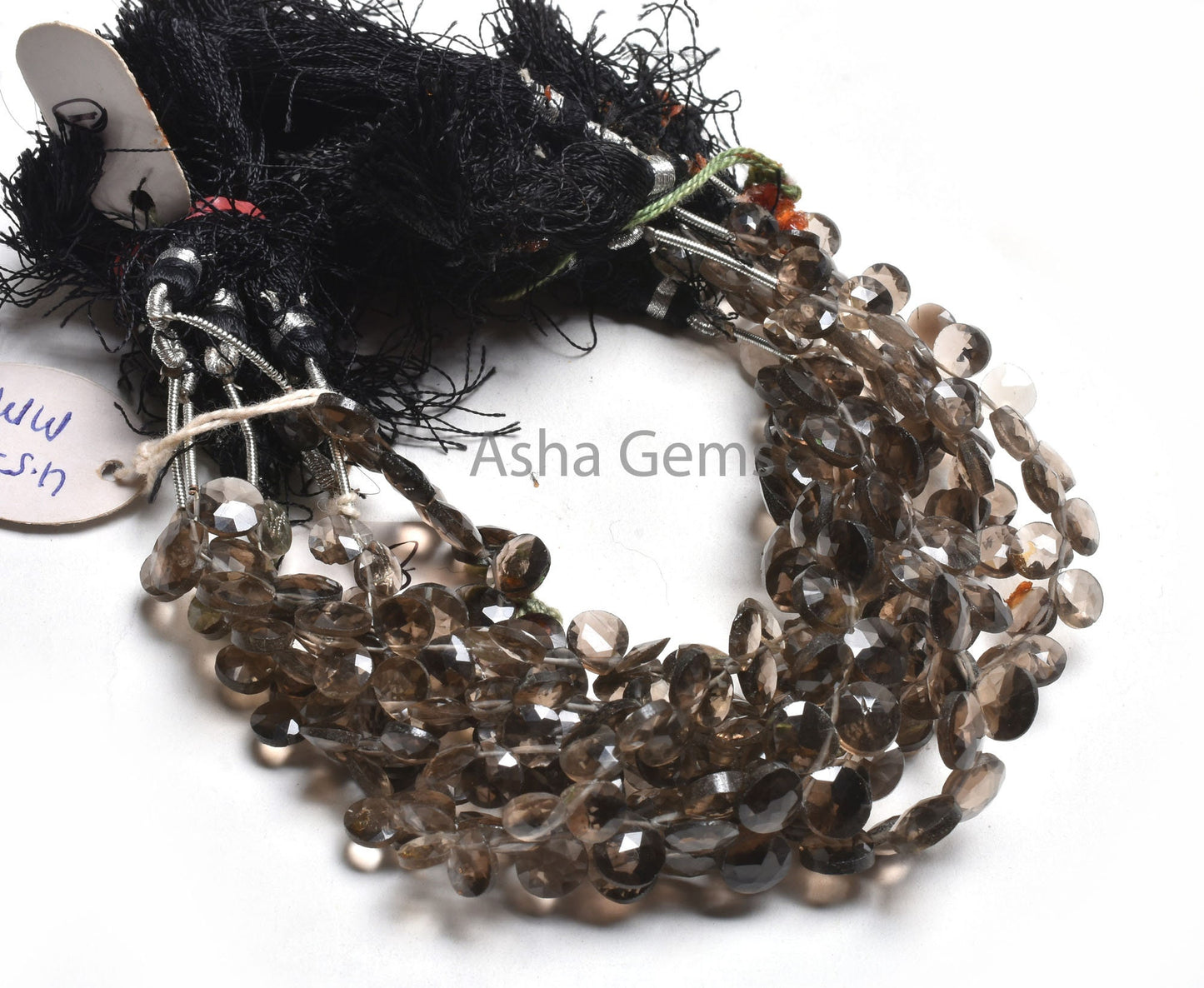 Natural Smoky Quartz Faceted Heart Shape Beads, Fine Quality smoky Side Drill Heart Briolette Gemstone Loose Beads, smoky Beads Jewelry SALE
