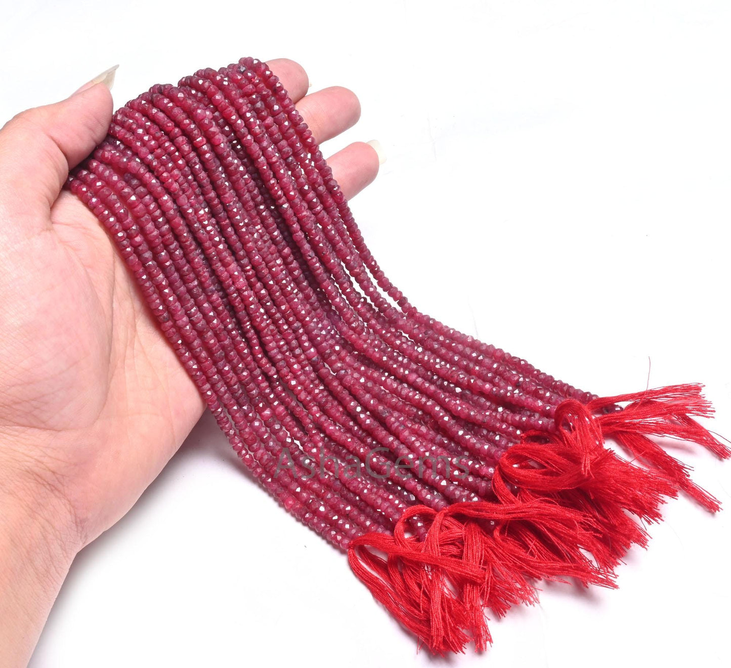 Red Ruby Corundum Faceted Beads,12.5" Ruby Indian Cut Rondelle gemstone beads, Ruby Corrundum Indian Cut beads For Necklace Jewelry Crafts