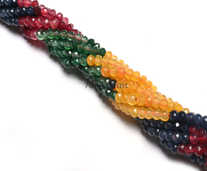 Beautiful Multi Color Jade Quartz faceted Rondelle Beads,4.5mm Fine Shaded Jade machine cut Gemstone Bead,14"Strnd Jewelry Making Craft SALE
