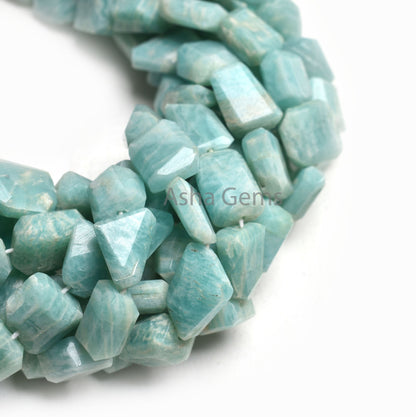 Fine Amazonite Faceted Indian Cut nugget Gemstone Beads, Natural Blue amazonite Handmade Straight Drill Tumble Amazonite Beads jewelry SALE