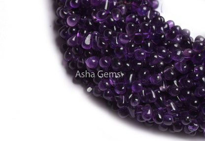 Beautiful Purple Amethyst smooth Drops Shape gemstone Beads,13"Strand Natural African Amethyst Side Drill Plain Teardrop Handmade Beads SALE