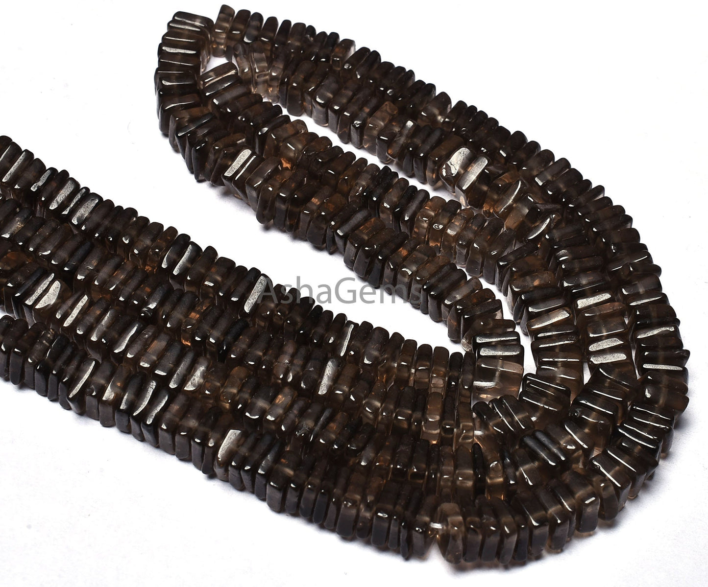 Beautiful Smoky Quartz Heishi Square Shape Gemstone Beads, Natural Smoky Flat Smooth Beads Smoky Loose Beads Handmade Jewelry Making Crafts