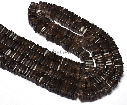 Beautiful Smoky Quartz Heishi Square Shape Gemstone Beads, Natural Smoky Flat Smooth Beads Smoky Loose Beads Handmade Jewelry Making Crafts