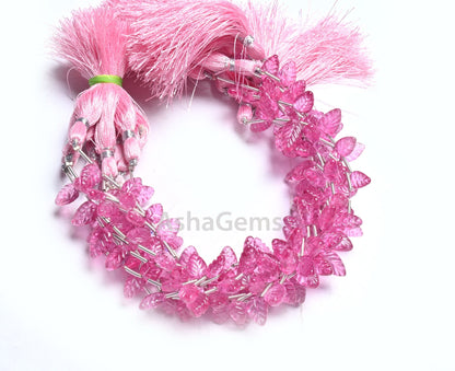 AAA Quality Pink Coated Topaz Fancy Leaf Shape Gemstone Carving Beads,8" Topaz Carved Pear Briolette Handmade Bead Jewelry making Handicraft