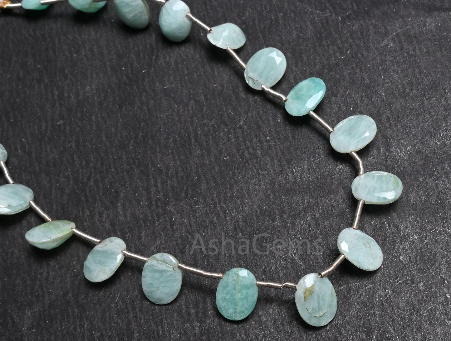 Beautiful Amazonite faceted Oval Beads,7x9 mm Natural Blue Amazonite Fancy Oval Cabochon Side Drill Briolette Gemstone Beads Jewelry Crafts