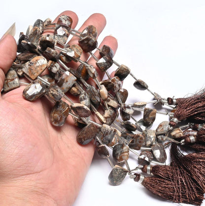 Beautiful Wood Agate Fancy Gate Shape Gemstone Beads, Natural Moss Agate Faceted Briolette Side Drill Agate Beads Jewelry Making Crafts SALE (AG 18601)