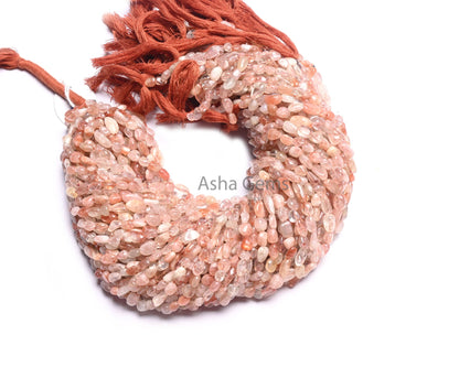 Shaded Red Sunstone Tiny Nugget smooth Gemstone Beads, Natural Sunstone Plain Uneven Handmade Tumble Straight Drill Bead Jewelry Making SALE (AG 22255)