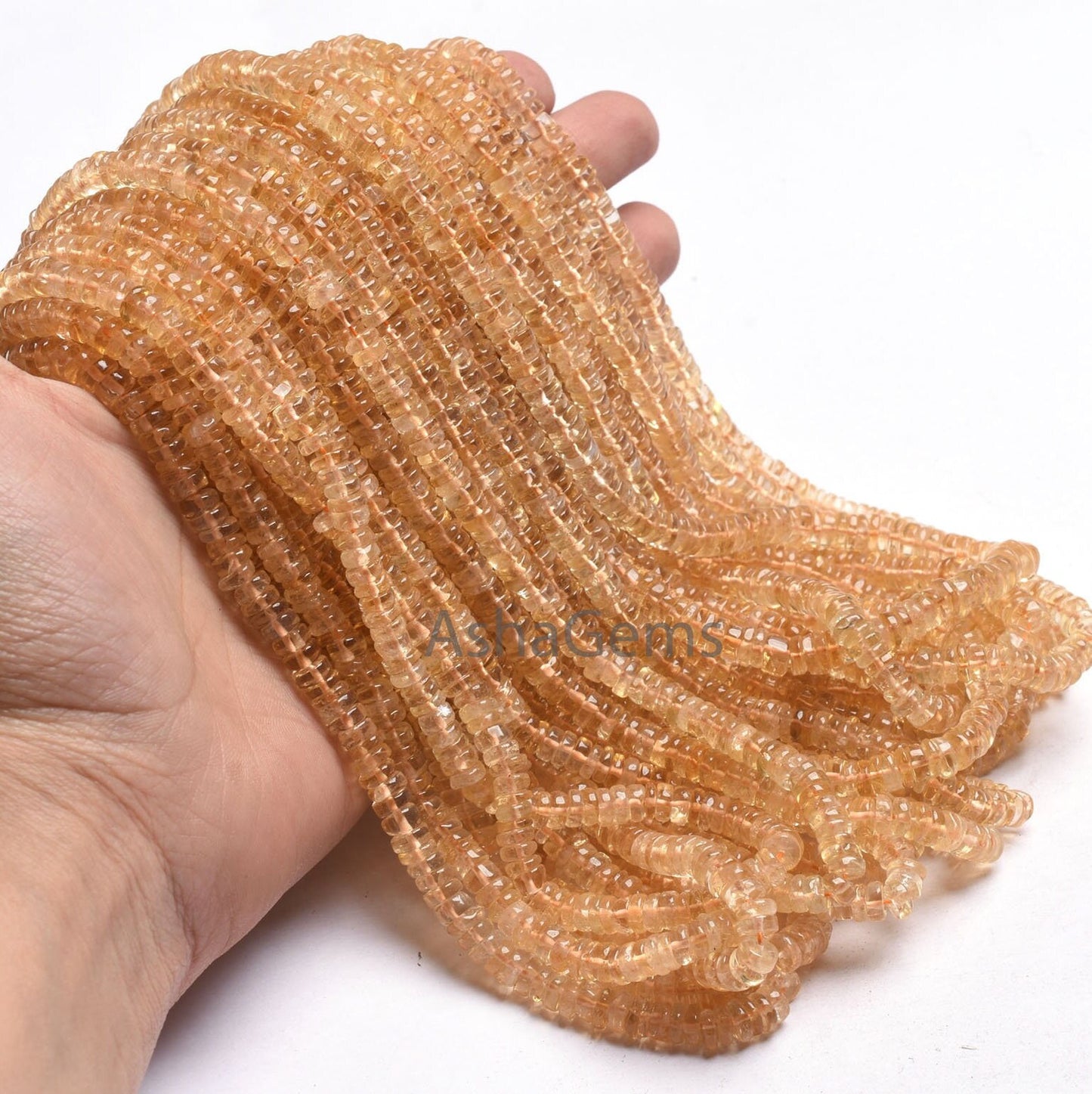 Fine Quality Yellow Citrine Smooth Tyre Beads,8/ 16" Strand Natural Citrine Plain Handmade Hishi Tyre Gemstone Beads, Citrine Beads Jewelry