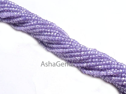 AAA Quality Purple Blue Zircon Micro Cut Roundelle Shape Beads,3.2 mm Light Purple Cubic Zircon faceted Machine Cut Beads Jewelry Craft SALE