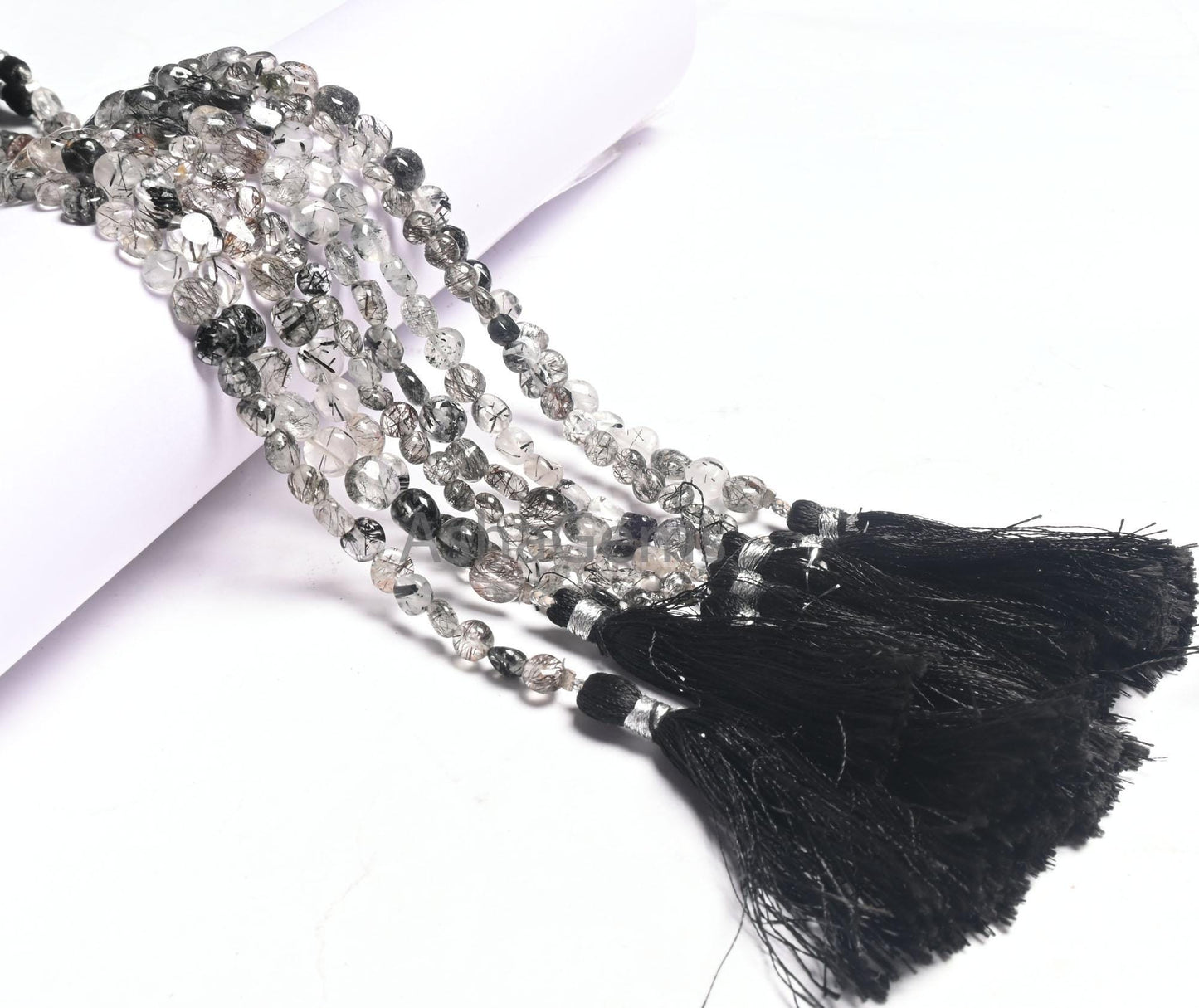 Natural Black rutilated Quartz Smooth Coin Shape Gemstone Loose Beads, Fine Quality Rutile Coin Handmade Bead Jewelry making Handicraft SALE