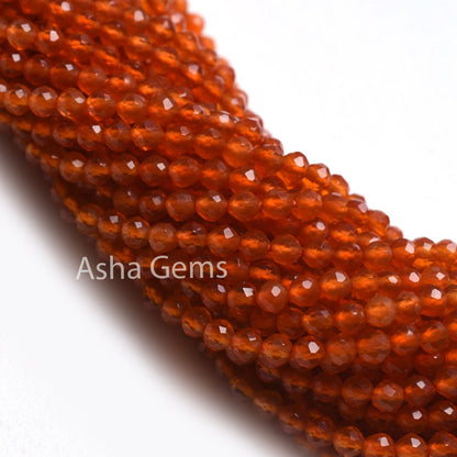 2.25 mm Top Quality Carnelian Faceted Rondelle Beads, Natural Orange Carnelian Machine Cut Beads, Carnelian Bead Micro Cut Gemstone Jewelry