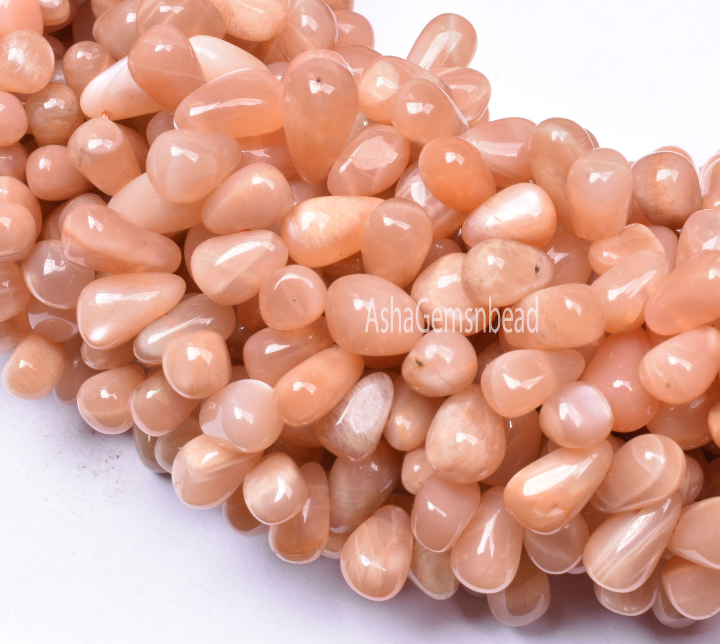 Natural Peach Moonstone Drops Shape Beads,13" Strand Pink Moonstone Smooth Uneven Teardrop Handmade beads, Moonstone Side drill Bead Jewelry