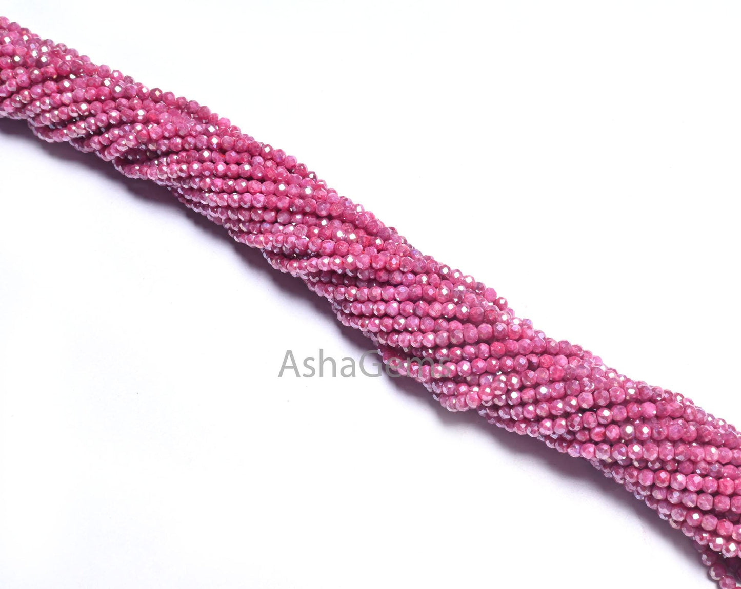AAA Moonstone Pink Coated Micro Faceted Beads, 2.8-3 mm Natural Moonstone Pink Coated Machine Cut Rondelle Moonstone Gemstone Beads Jewelry