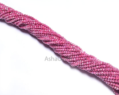 AAA Moonstone Pink Coated Micro Faceted Beads, 2.8-3 mm Natural Moonstone Pink Coated Machine Cut Rondelle Moonstone Gemstone Beads Jewelry
