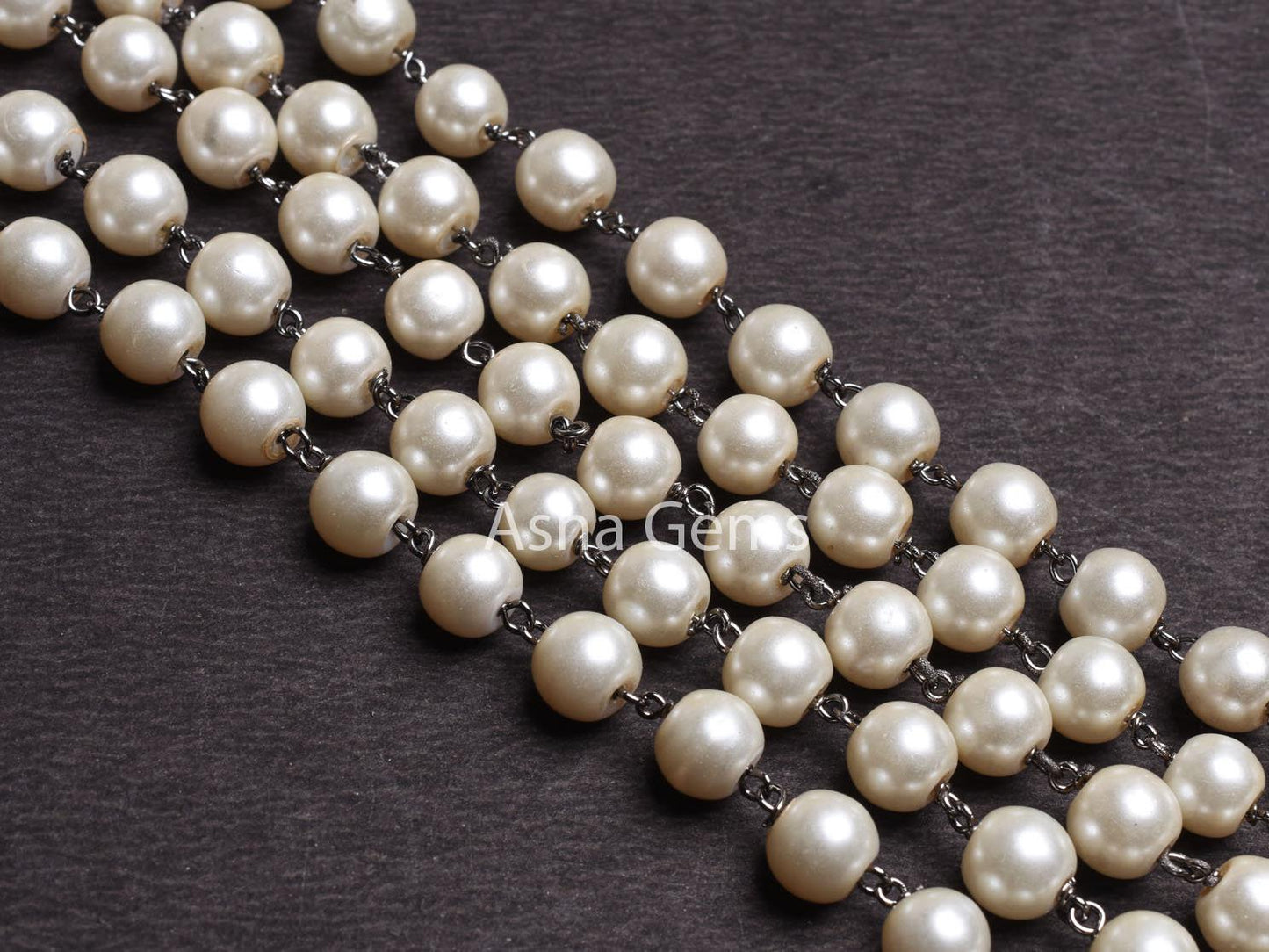 8 mm Pearl Hydro Rondelle Beads Rosary Chain silver, Gold, Copper Black Plated Wire Wrapp Chains For Jewelry Necklace Making handmade Chains