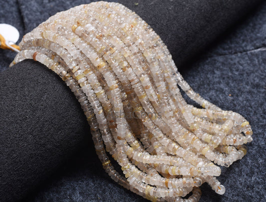 Golden Rutile heishi Tyre Shape Gemstone Beads,5 mm Natural Rutile Beads Tyre,8/16"Strand Yellow Rutile Smooth Handmade Flat Wheel Bead SALE