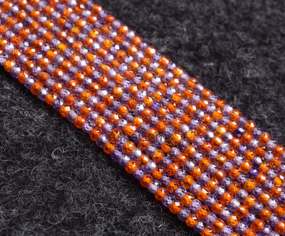 AAA multi orange Blue zircon Faceted Rondelle beads13" Cubic Zircon orange Blue One By One sequence Strand Micro Cut 3mm Zircon Bead Jewelry