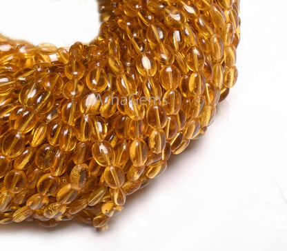 6-8 mm Fine Golden Yellow Quartz Color Hydro Smooth Oval Shape Beads,13" Strand Yellow Hydro Plain handmade Oval Beads Jewelry making Crafts