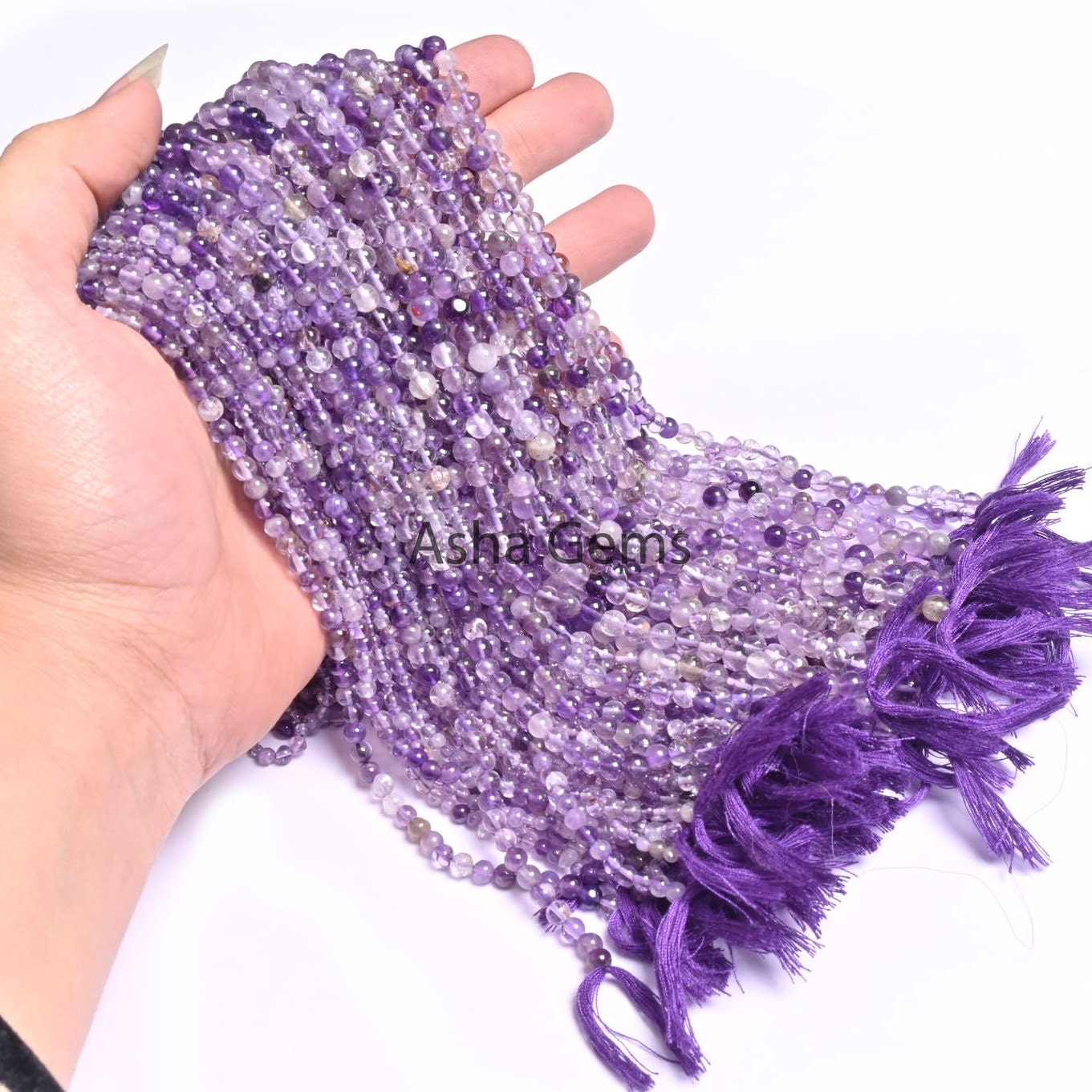 12.5" Strand Amethyst Smooth Round Shape Beads, Natural Amethyst Beads, Shaded Purple Amethyst Plain Round Ball Gemstone Bead Jewelry Making