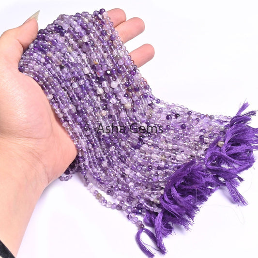 12.5" Strand Amethyst Smooth Round Shape Beads, Natural Amethyst Beads, Shaded Purple Amethyst Plain Round Ball Gemstone Bead Jewelry Making