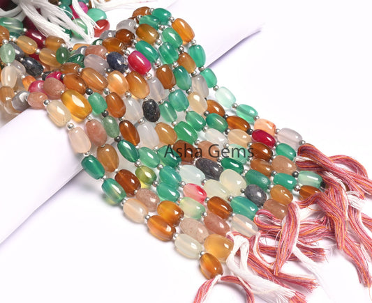 Fine Quality Multi Color Chalcedony Barrell Gemstone smooth Beads, Disco Chalcedony Uneven Handmade Fancy Shape Bead Jewelry Handicraft SALE