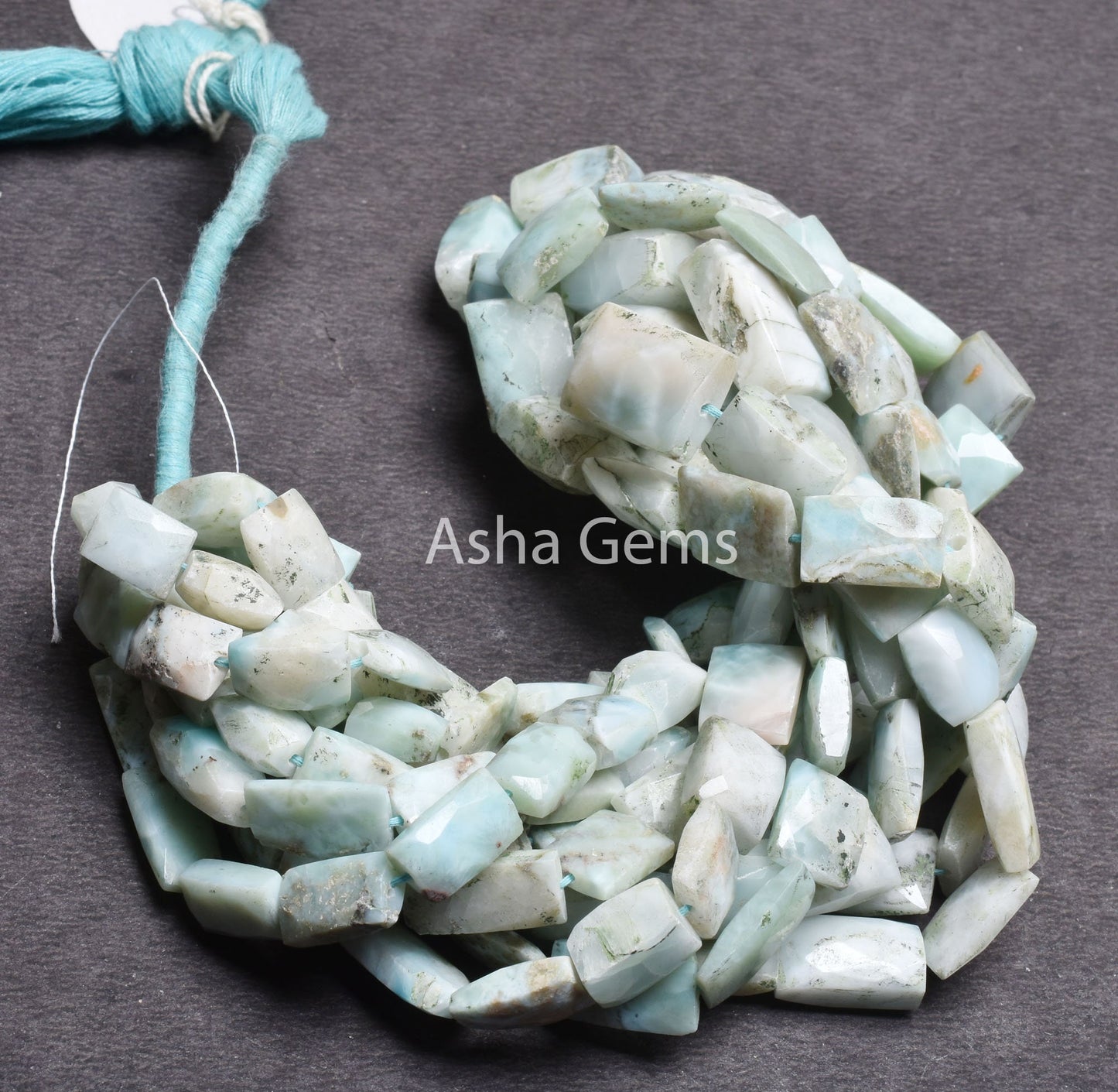 Natural Larimar Fancy Chiclet Shape Gemstone Beads Blue Larimar Faceted Rectangle Handmade Beads Briolette Straight Drill Larimar Bead Craft