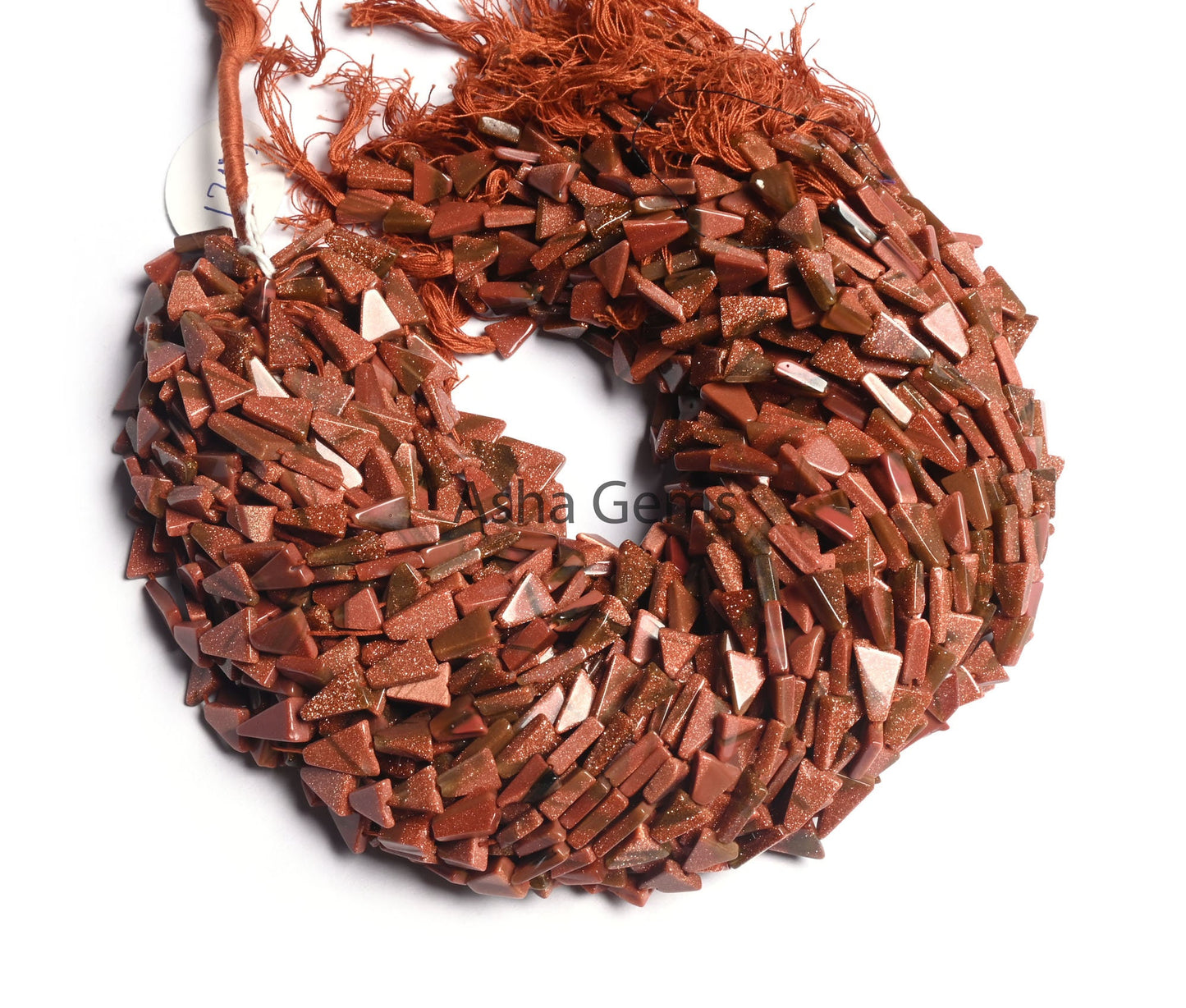 Beautiful Brown Sunstone Smooth Triangle Shape Beads,12" Sunstone Fancy Long Trillion Straight Drill Gemstone Handmade Beads Jewelry Crafts