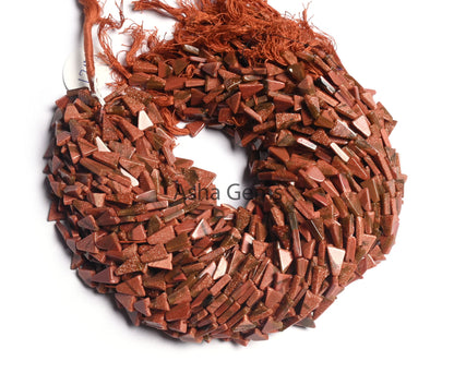 Beautiful Brown Sunstone Smooth Triangle Shape Beads,12" Sunstone Fancy Long Trillion Straight Drill Gemstone Handmade Beads Jewelry Crafts